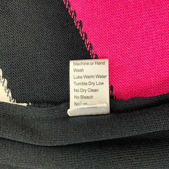 Ming Wang Open Front Knit Cardigan Career Black White Pink Medium - Picture 12 of 16